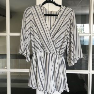 White striped romper with bell sleeves